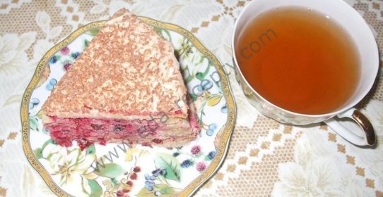 Домашний клюквенный торт с клюквой