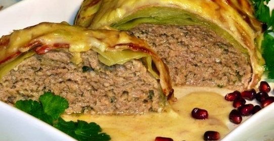 Мясной рулет с капустой