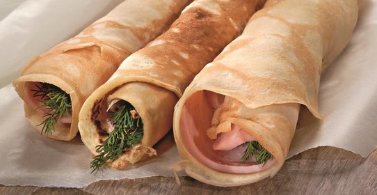 Овсяные блины с ветчиной