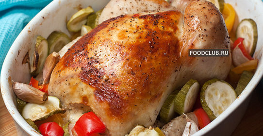 Курица, запеченная с овощами