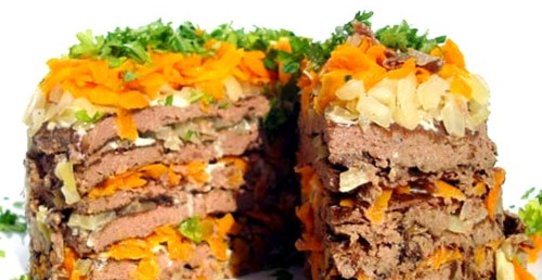Печеночный торт с морковью