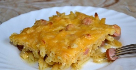 Макароны с сосиской в духовке
