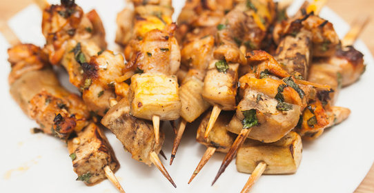 Шашлычки из курицы с баклажанами