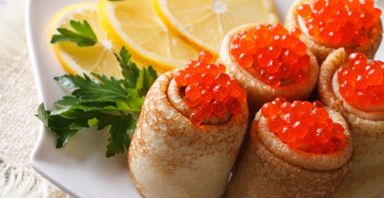 Блины с красной икрой