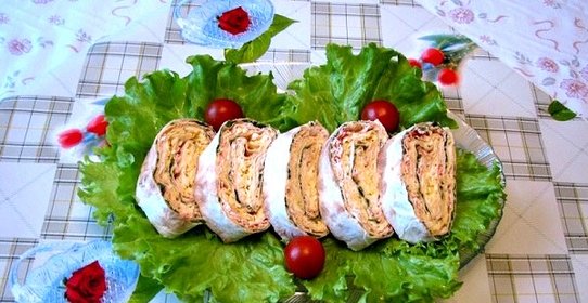 Рулеты из лаваша с крабовыми палочками