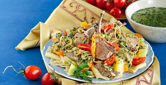 Куллама, отварное мясо с овощами