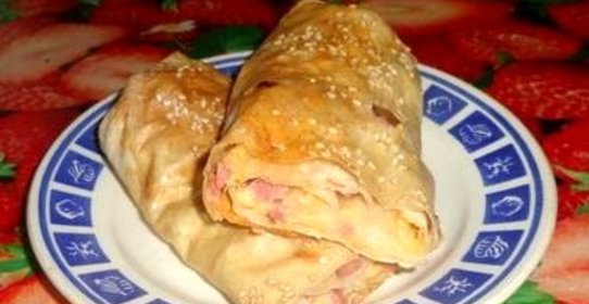 Рулет из лаваша и ветчины