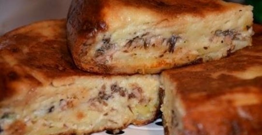 Заливной пирог с рыбными консервами