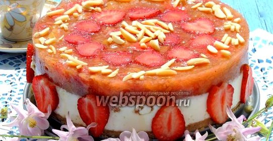 Творожный торт с ревенем