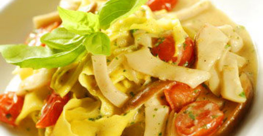 Паста «Папарделле» с белыми грибами