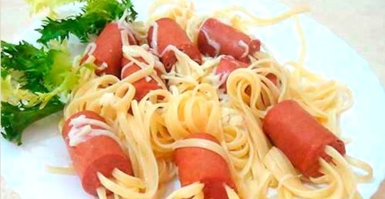 Лапша с сосисками