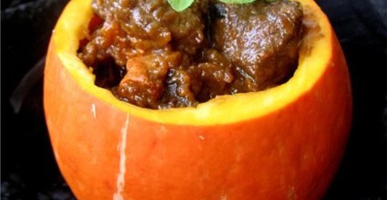 Рагу из говядины с тыквой в темном пиве