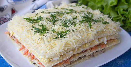 Закусочный торт из вафельных коржей