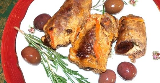 Рулетики из говядины с черносливом