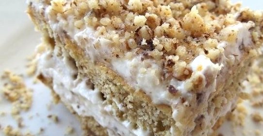 Бисквитный торт с грецкими орехами