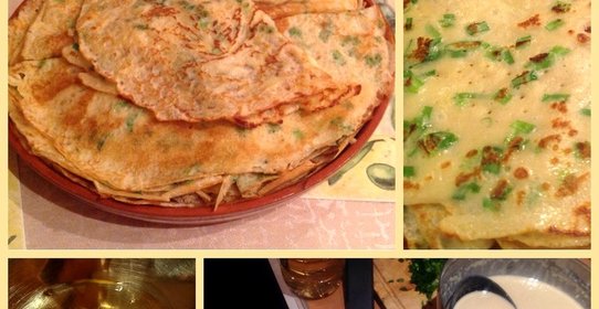 Блинчики с зеленым луком и сыром