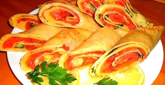 Блинчики с семгой и сыром