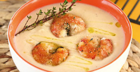 Cуп-пюре из фасоли с креветками