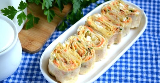 Рулет из лаваша с морковкой