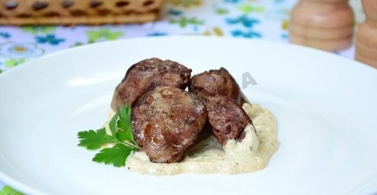 Куриная печень в сливочно-горчичном соусе