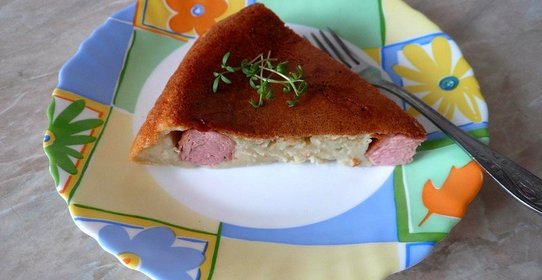 Ленивый картофельный пирог с сосисками
