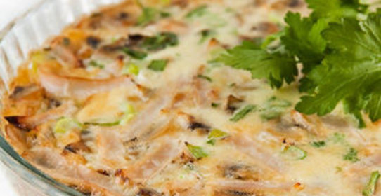 Фриттата с грибами и ветчиной