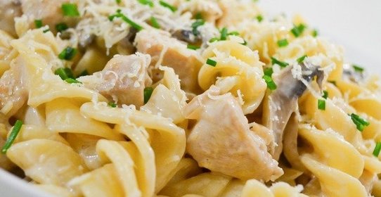 Карбонара с курицей и грибами