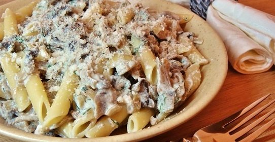 Макароны с опятами