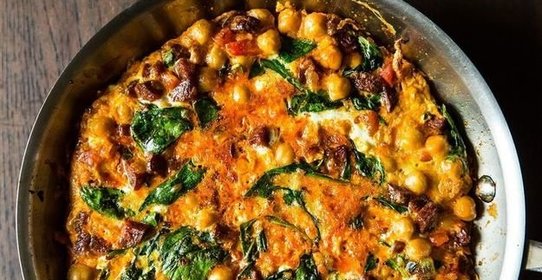 Фриттата с Чоризо и шпинатом