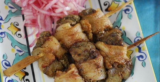 Шашлык из куриной печенки
