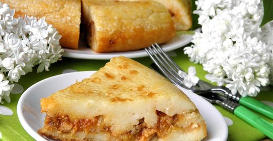 Заливной пирог с рыбными консервами