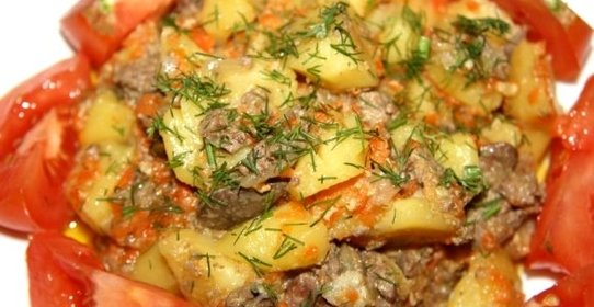Картофель с печенью в мультиварке