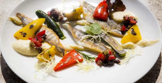 Филе ледяной рыбы c пюре и овощами