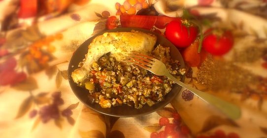 Курица с гречкой и овощами по‑деревенски