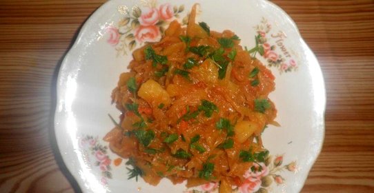 Постная картошка с капустой