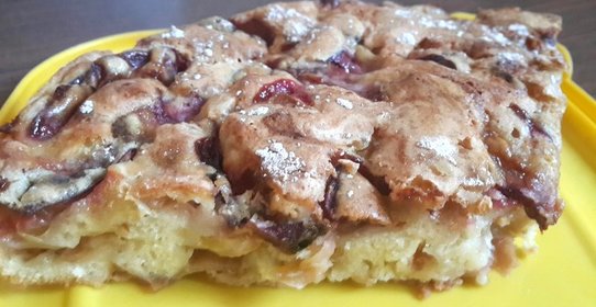 Шарлотка с яблоками и сливой