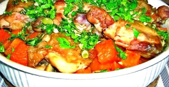 Курица, запеченная с тыквой