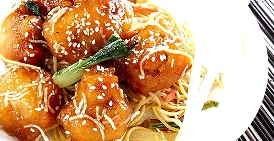 Медовая курица с овощами