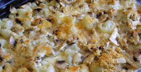 Цветная капуста с грибами в духовке