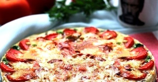 Киш с грибами и помидорами