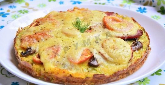 Закусочный пирог с помидорами сыром и кабачками