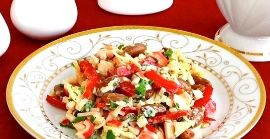 Крабовый салат с зеленым луком