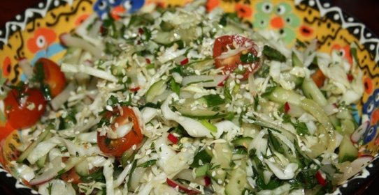 Постный овощной салат с очень вкусной заправкой