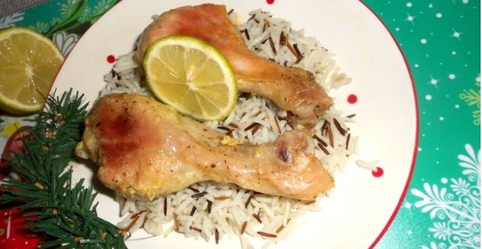 Куриные ножки с рисом в рукаве