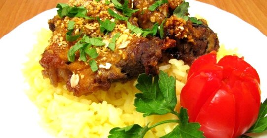 Баранина, запеченная в медово-горчичном соусе