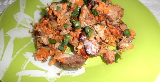 Печень с овощами в мультиварке