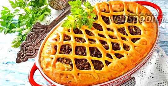 Пирог с куриными сердечками