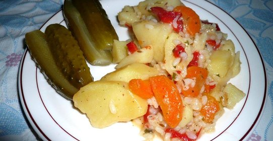 Картофель с рисом тушеный