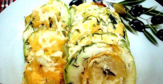 Картофель с кабачками запеченные в сливках