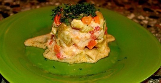 Овощное рагу с тушеной курицей кабачками и картошкой